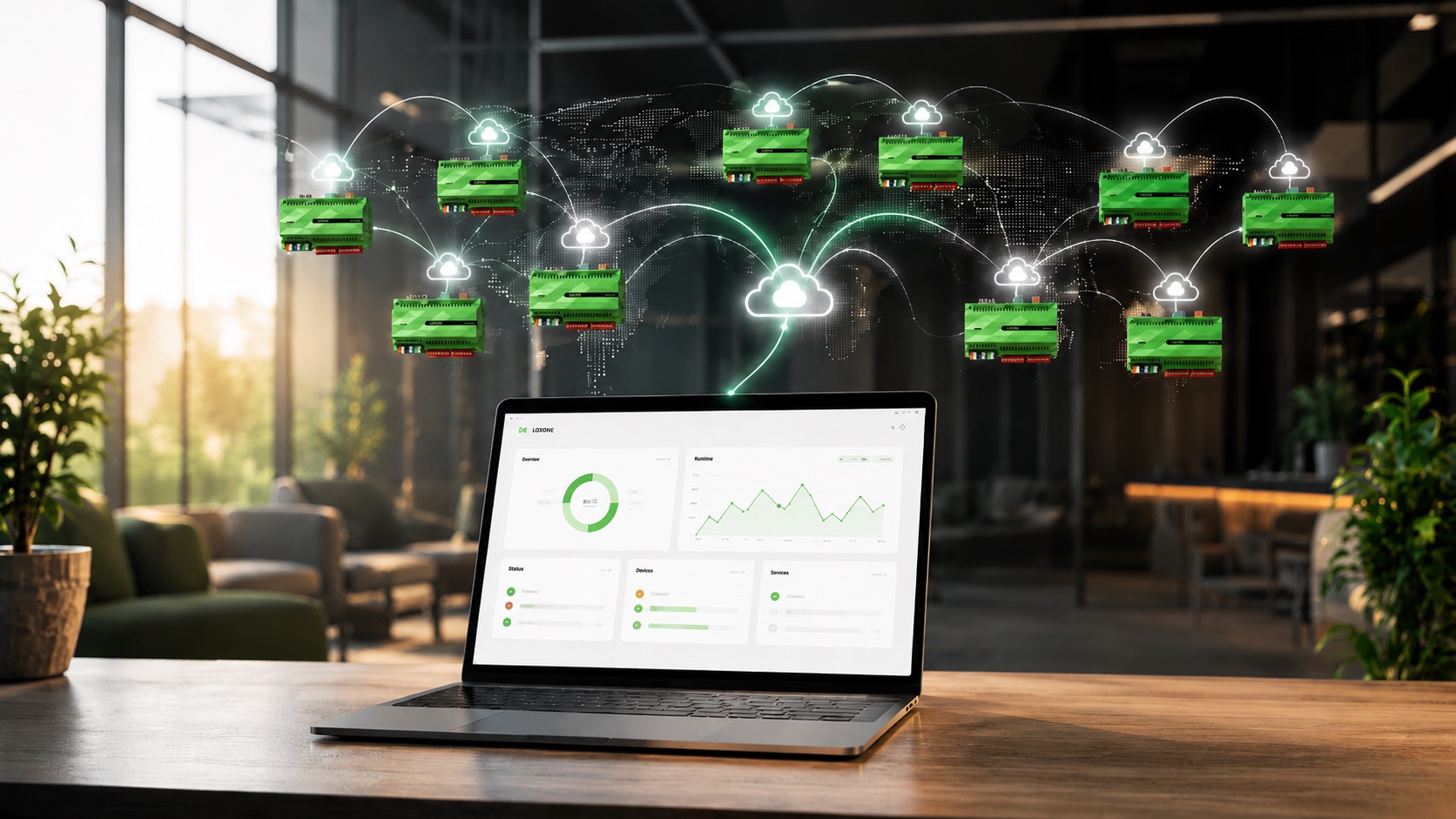 Zentrales Dashboard für viele Loxone-Miniserver — Symbol für mySmartFleet