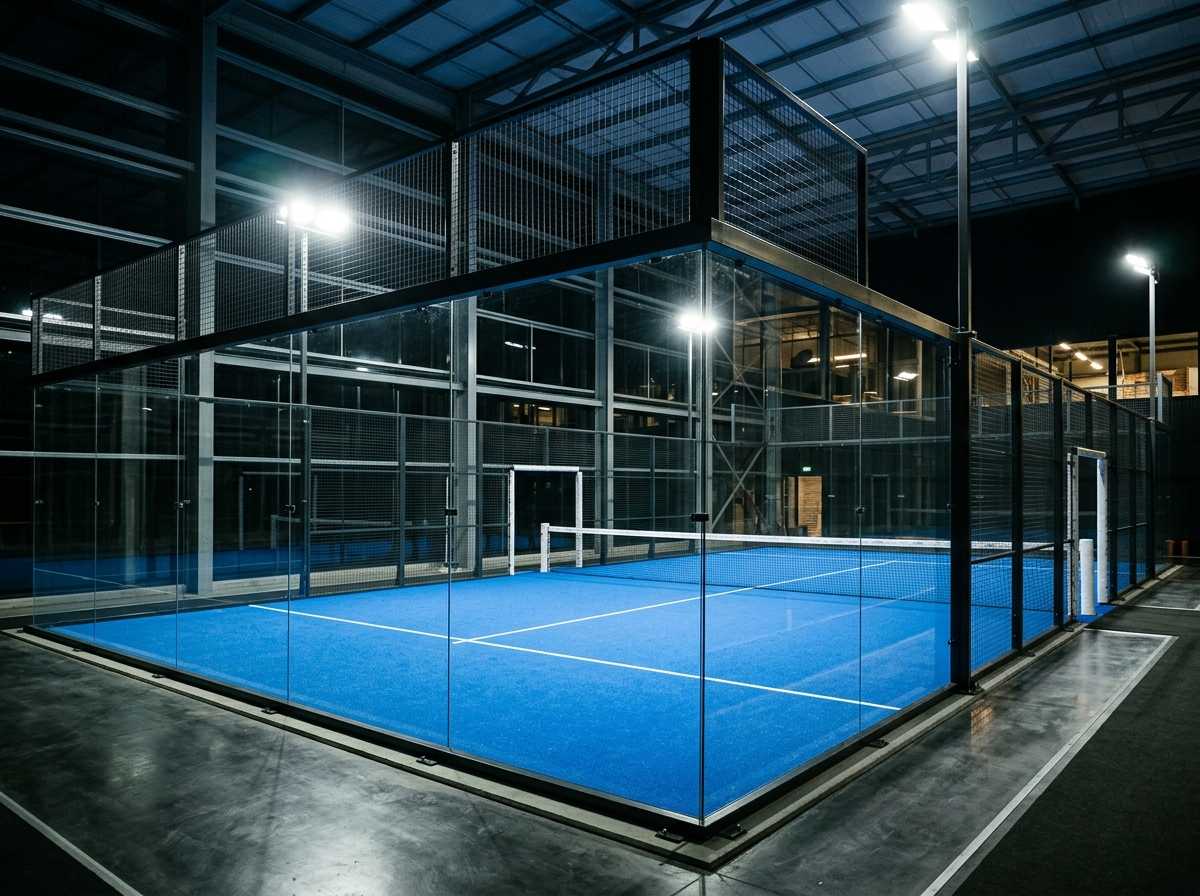 Padel-Court mit Flutlicht